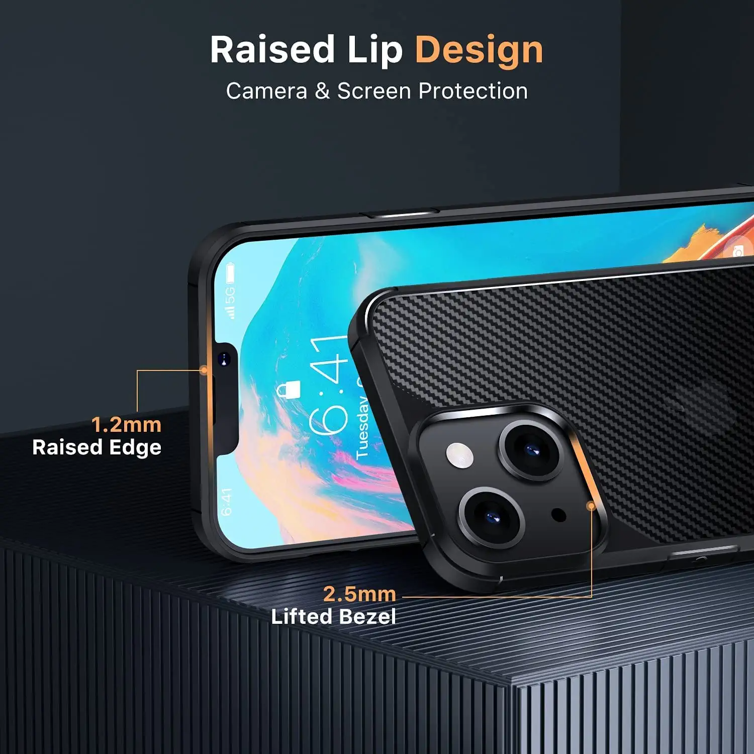 iPhone 14 Plus Carbonfiber Transparent Hybrid Shockproof Case