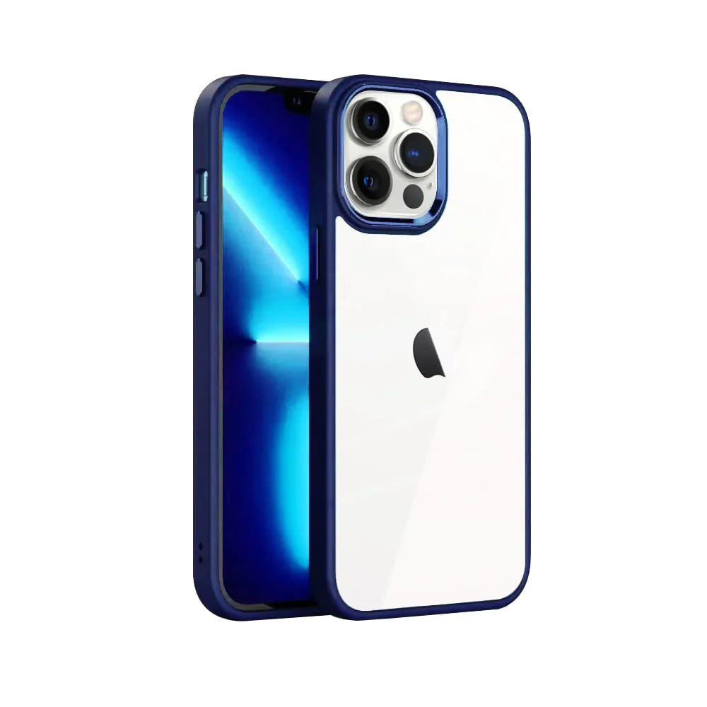 iPhone 13 Pro Ultra Slim Crystal Clear Hybrid Metal Circel Anti Yellow Case