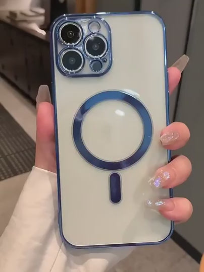 iPhone 12 Pro Max Transparent Electroplating MagSafe Case with Camera Protection