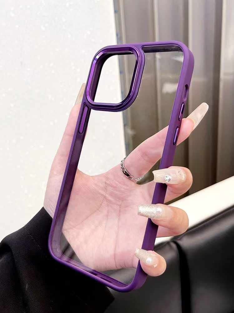 iPhone 13 Pro Ultra Slim Crystal Clear Hybrid Metal Circel Anti Yellow Case