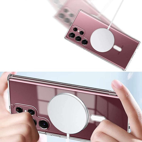 Samsung Galaxy S23 Ultra Hybrid Magnetic Protective Clear Case - Transparent
