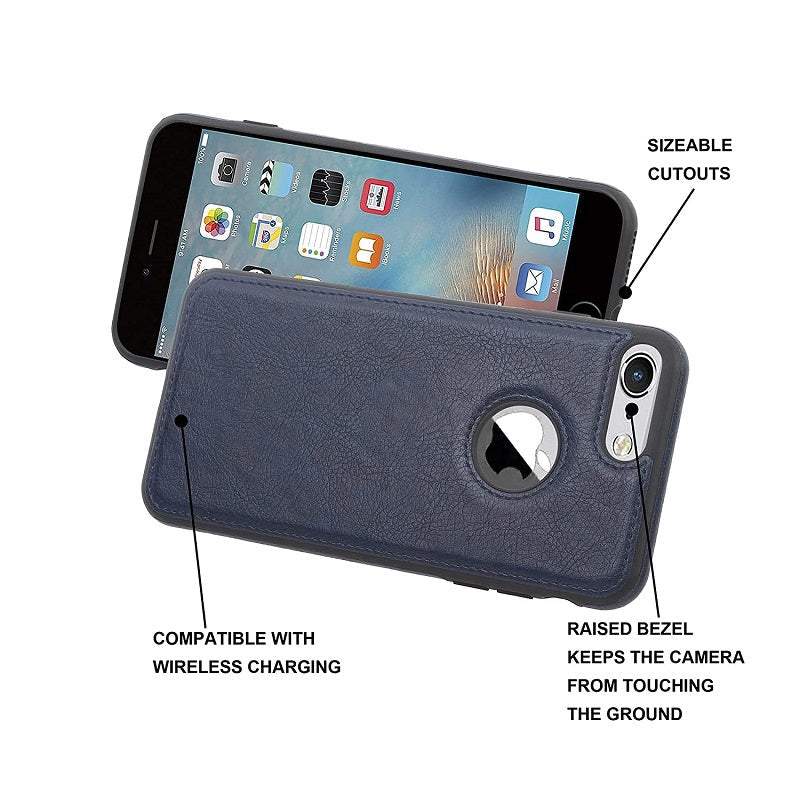 iPhone 7 Original PU Leather Case Classic Luxury Elegant with Logo Cut - Blue
