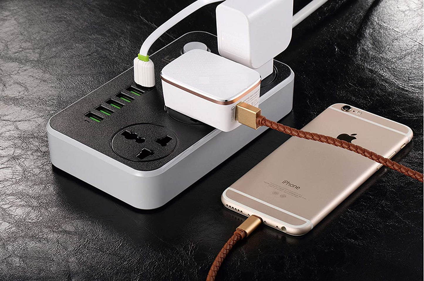 DNIO Power Strip Surge Protector with 3 Universal International Socket & Smart 6 USB Charging Ports 3.4A || 2 Metre Cord Length || 2500W 10A