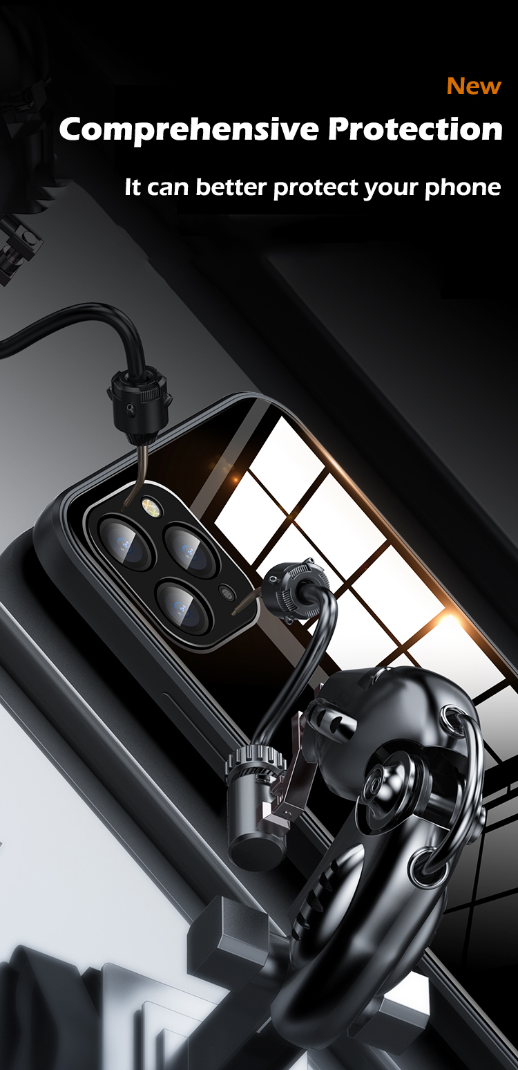 iPhone 13 Pro Glass Case with Logo and Camera Protection Toughened Glass