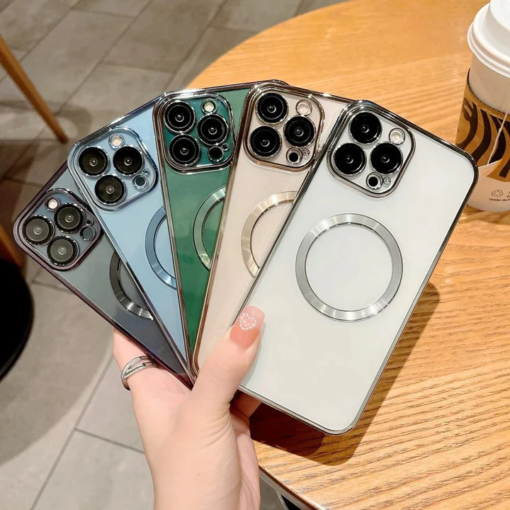 iPhone 14 Pro Transparent Electroplating MagSafe Case with Camera Protection