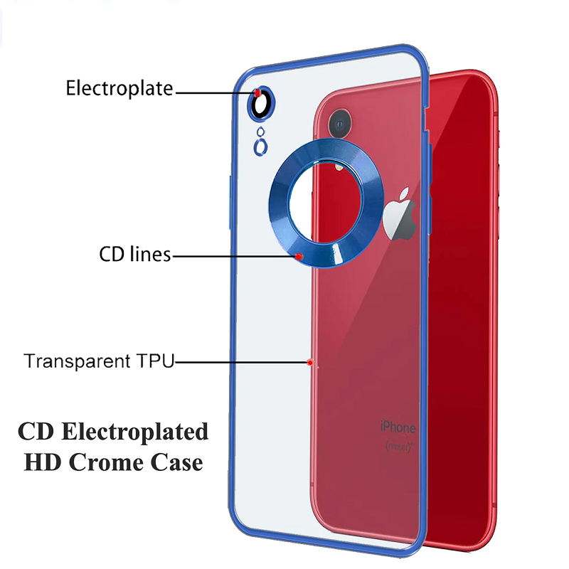 iPhone Xr Transparent Electroplating Case with Camera Protection - Blue