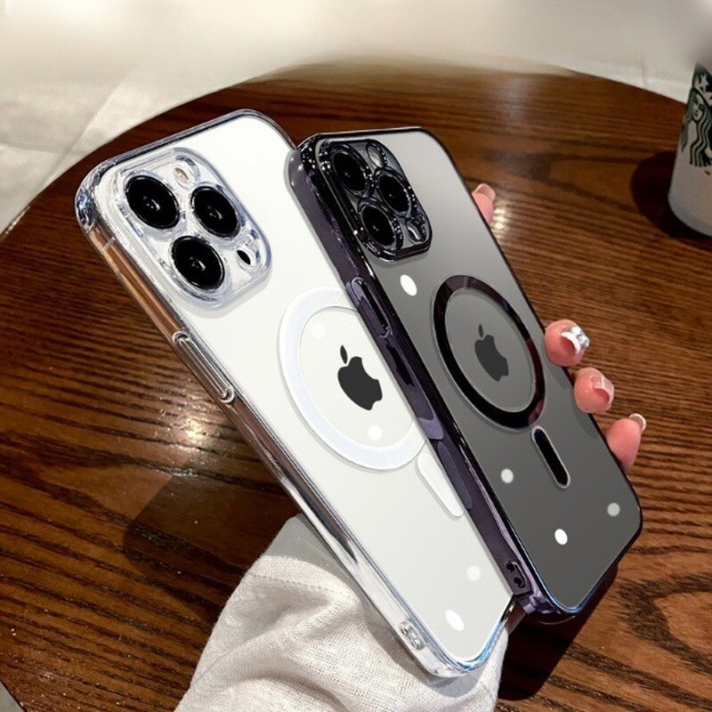 iPhone 12 Pro Max Transparent Electroplating MagSafe Case with Camera Protection