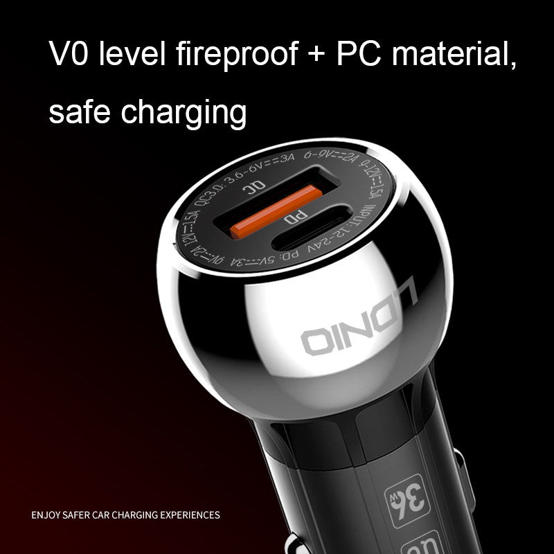 LDNIO PD QC3.0 CAR CHARGER DUAL USB 36W W TYPE-C USB CABLE