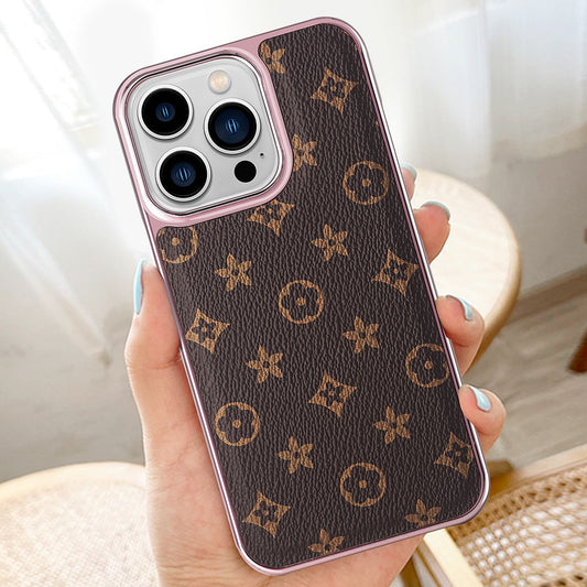 iPhone 13 Pro Burberry Classic Pattern Leather Case with Camera Protection