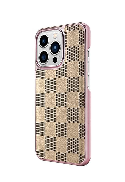 iPhone 13 Pro Burberry Classic Pattern Leather Case with Camera Protection
