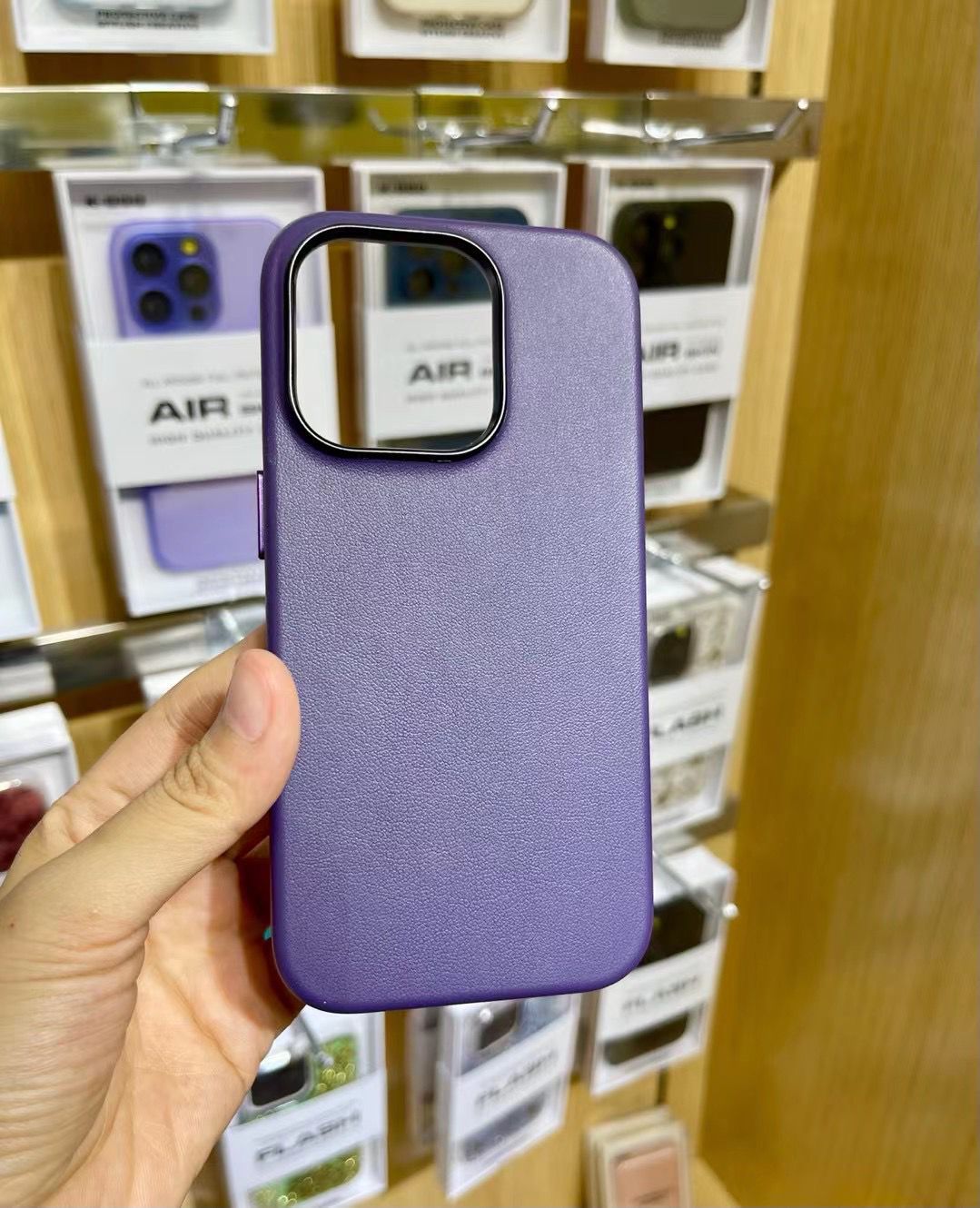 iPhone 14 Plus Genuine Leather Case-Purple