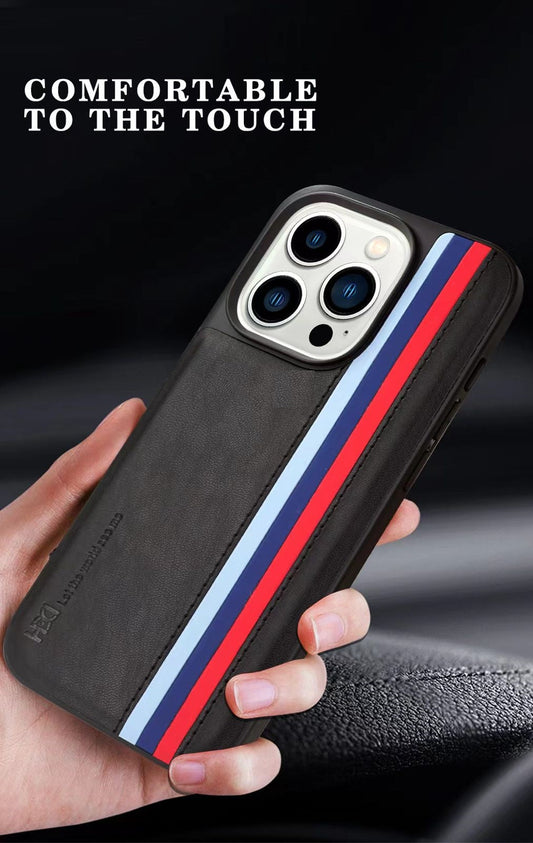 iPhone 14 Pro Max HBD Tri Stripes Leather Case
