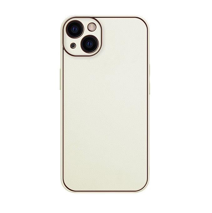 iPhone 14 Plus Luxurious Leather Case With Gold Border