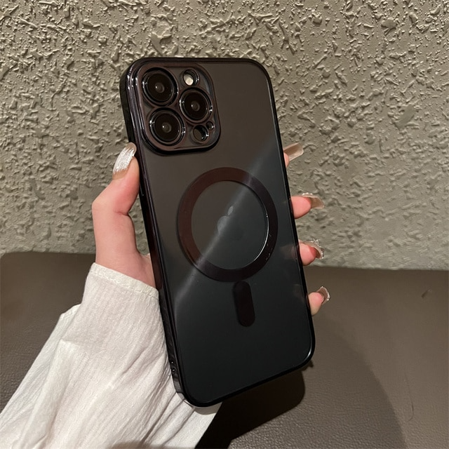 iPhone 12 Pro Max Transparent Electroplating MagSafe Case with Camera Protection