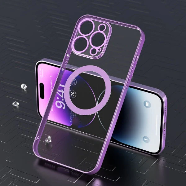 iPhone 14 Pro Transparent Electroplating MagSafe Case with Camera Protection
