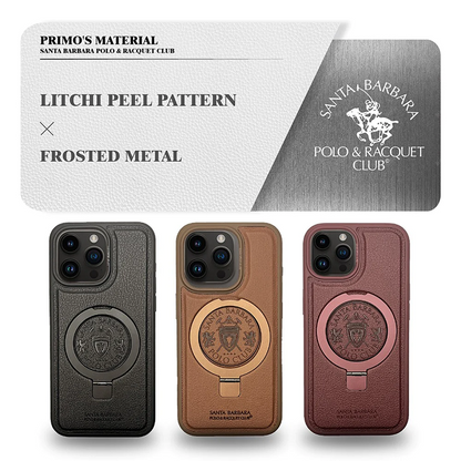 iPhone 15 Pro Primo Series Genuine Santa Barbara Leather Case- Black