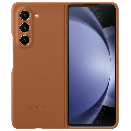 Samsung Galaxy Z Fold 5 Leather Case, Eco Slim Fit Leather Back Cover - Brown