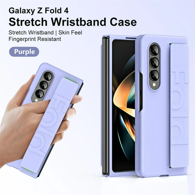 Samsung Galaxy Z Fold 4 Hand Strap Full Protective Hard PC Case- Purple