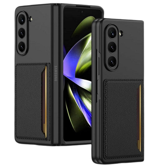 Samsung Galaxy Z Fold 5  PU Leather Card Holder Case-Black