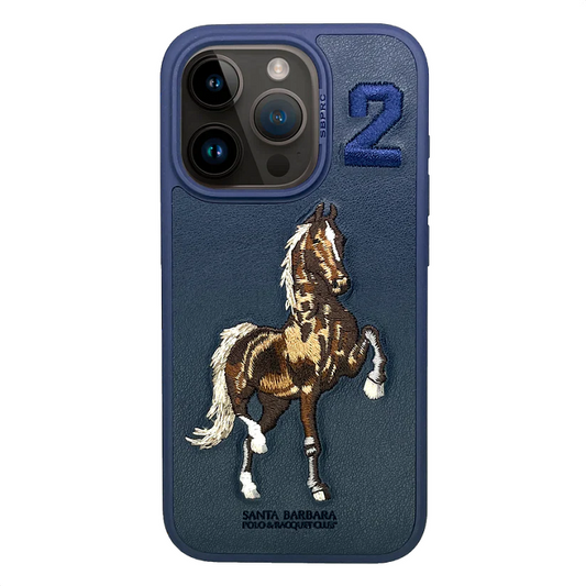 iPhone 14 Boris Series Santa Barbara Polo Racquet Club leather Case- Blue