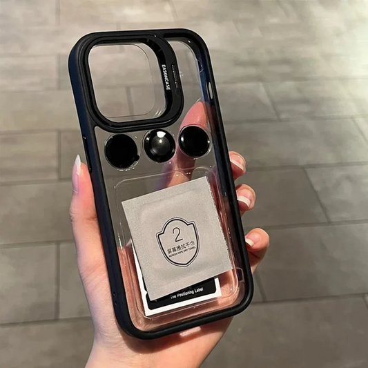 iPhone 15 Luxury Camera Lens Protector Case With Metal Stand
