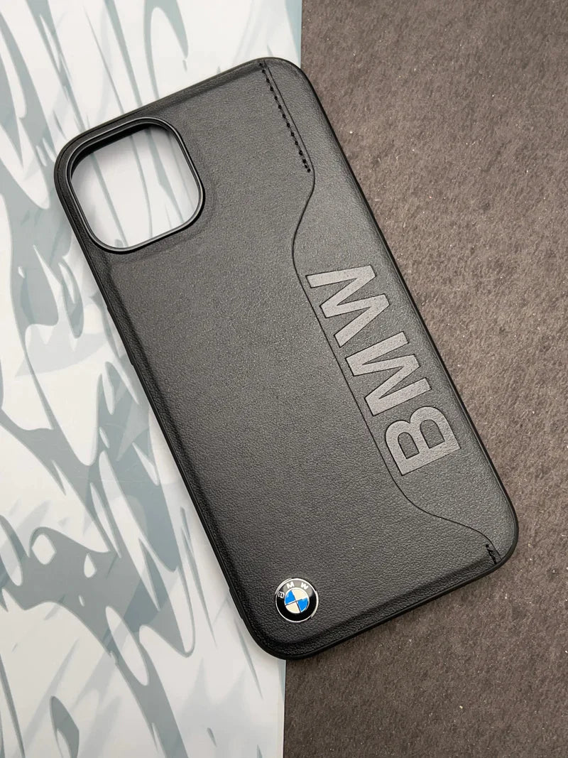 iPhone 13 BMW Leather Wordmark Card Slot Case