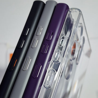 Samsung Galaxy S24 Ultra Hybrid Crystal Clear Case with Camera Protection (TPU+Poly Carbonate|Crystal Clear) - Purple
