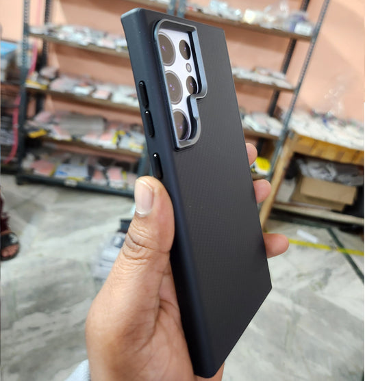 Samsung Galaxy S23 Ultra Magsafe Matte Finish Defender Series Carbon Kevlar Case with Magsafe - Black