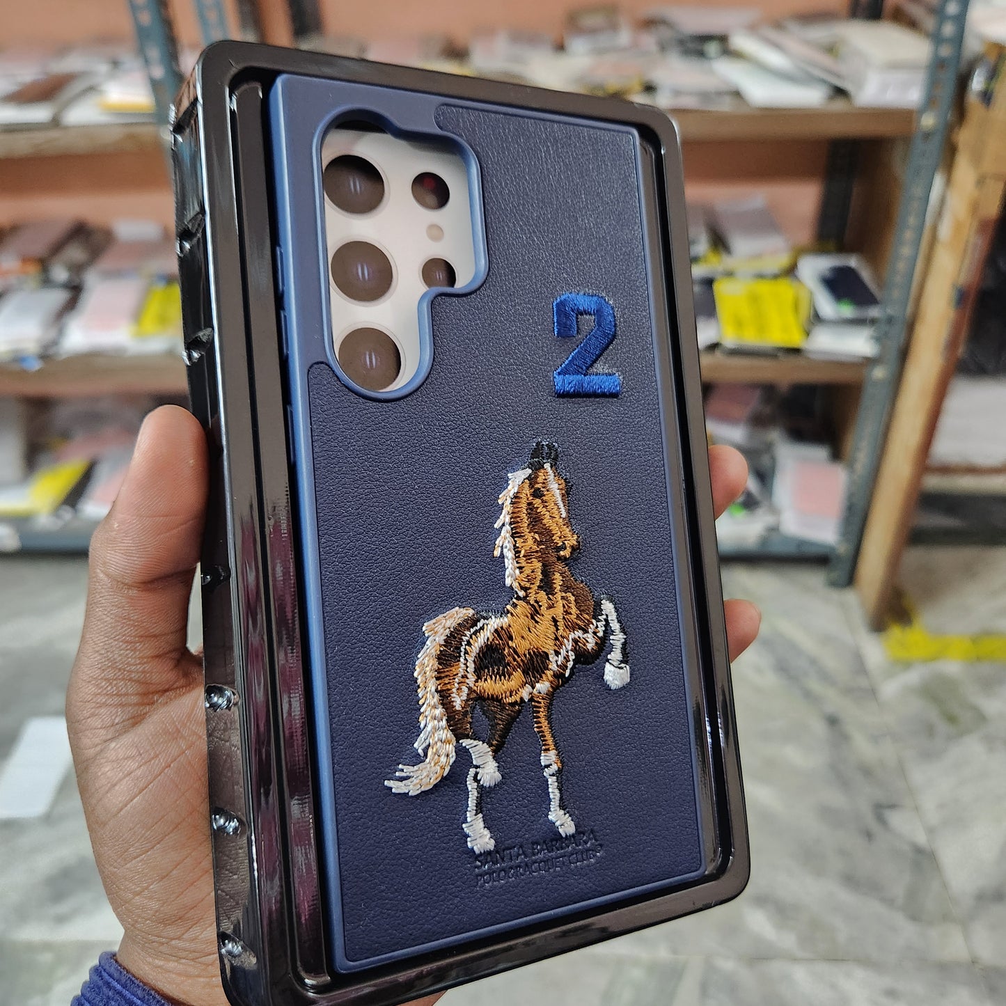 Samsung Galaxy S24 Ultra Boris Series 3D Horse Embroidery PU Leather Case