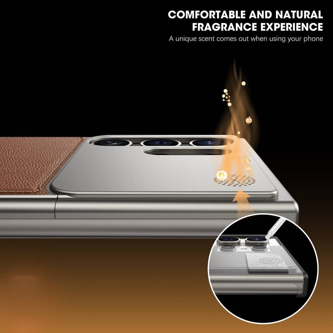 Samsung Galaxy S23 Ultra Metal Case, Frameless Aero Flex Aluminum Metal Leather Magsafe Case - Brown