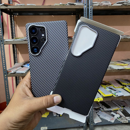 Samsung Galaxy S25 Ultra Carbon Case, Slim Thin Lightweight Minimalist Style Carbon Fiber Textures with Magsafe - Grey