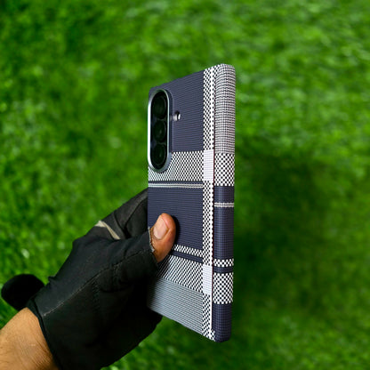 Samsung Galaxy Z Fold7 0.6mm Thin Carbon Fiber Kevlar Case with Magsafe and Magnetic Hinge Protection - Blue (Only back)