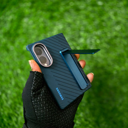 Samsung Z Fold8 Carbon Standing Case, 0.8mm Slim Carbon Fiber Cover with Magsafe and Kickstand - Blue