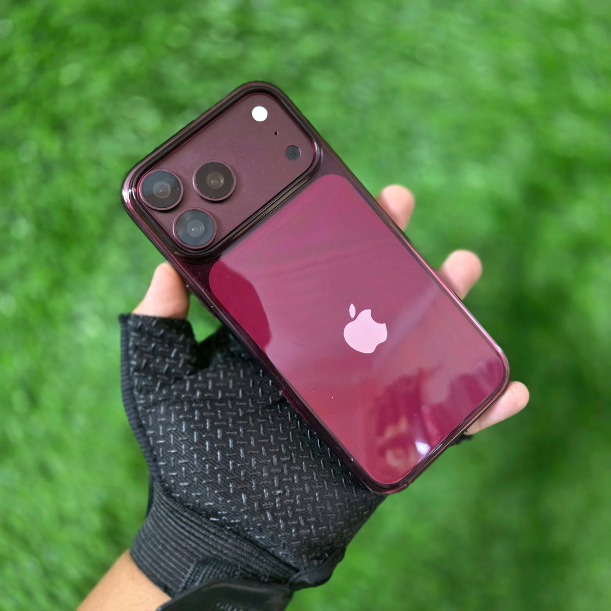 iPhone 18 Pro Anti Yellowing (Open From Bottom) Clear Case with MagSafe & Camera Control Button - Sky Blue/Wine