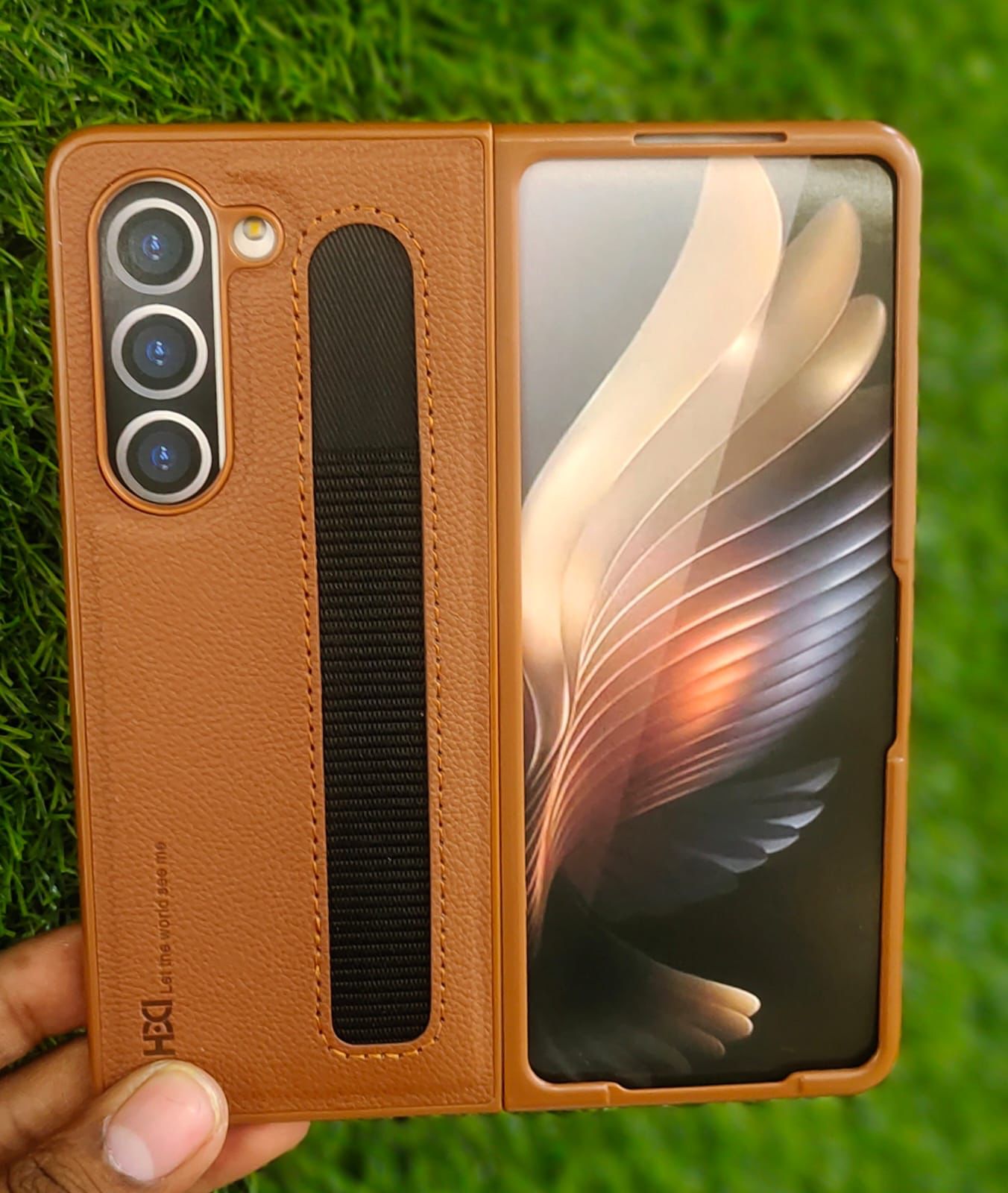 Samsung Galaxy Z Fold 5 HBD Leather Case With Pen slot-Brown