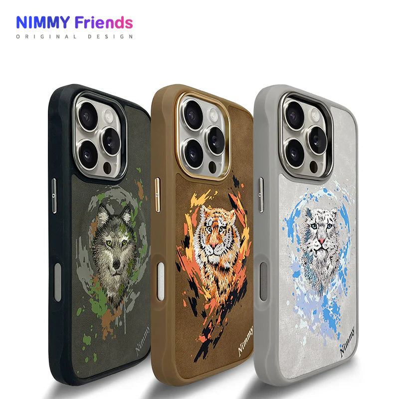 iPhone 16 Pro Max Nimmy Dazzling Series Husky Face 360° Protection Creative Magsafe Case - Green