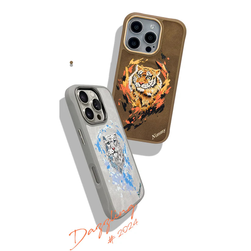 iPhone 16 Pro Original Nimmy Dazzling Series Snow Leopard 360° Protection Creative Magsafe Case - White