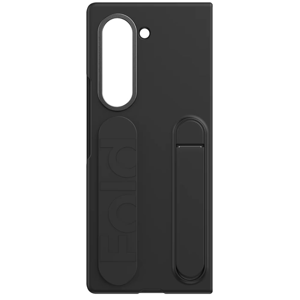 Samsung Galaxy Z Fold 6 Sleek Feel Silicon Case with Kickstand & Band Hinge Protection and in Built Front Glass - Black