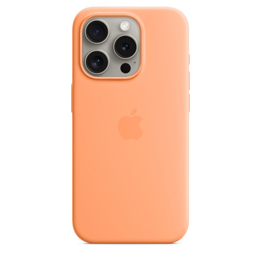 iPhone 15 Pro Original Silicone Case With Magsafe (IC Animation Working) - Orange Sobert