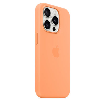 iPhone 15 Pro Max Original Silicone Case With Magsafe (IC Animation Working) - Orange Sobert