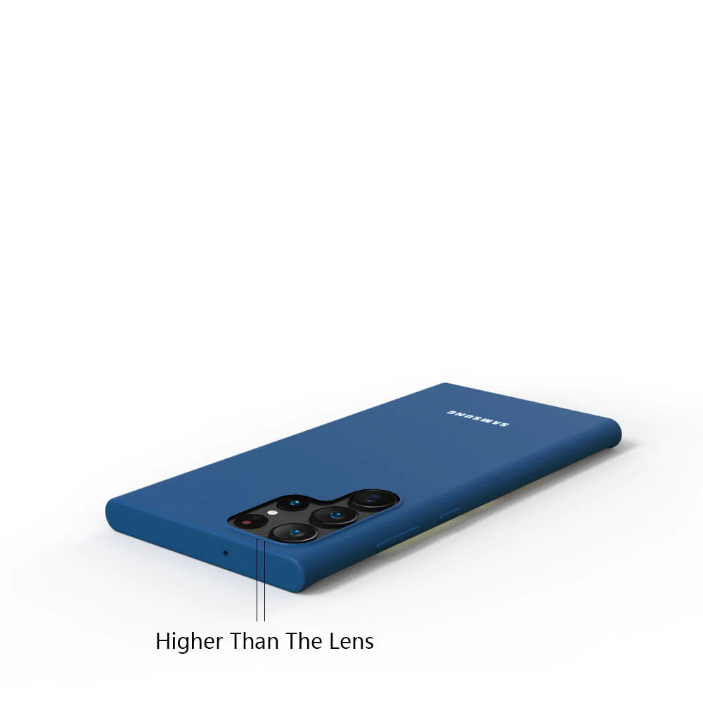 Samsung Galaxy S23 Ultra Silicon Case Liquid Silicon Inner Fabric with Logo-Blue