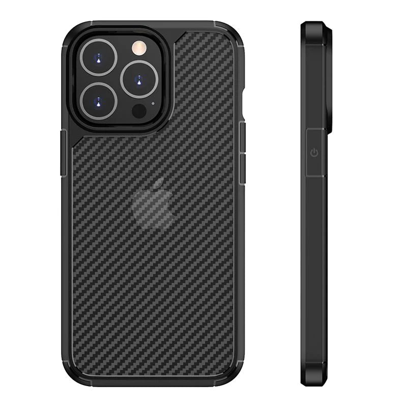iPhone 14 Pro Max Carbonfiber Transparent Hybrid Shockproof Case
