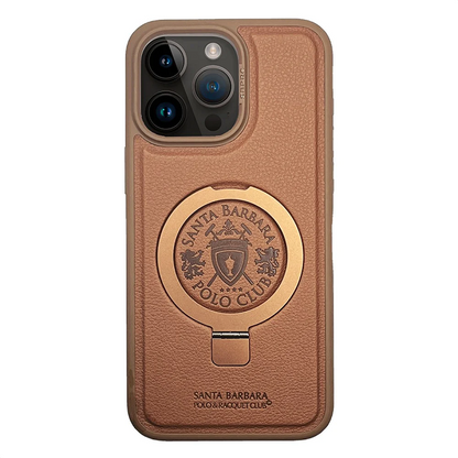 iPhone 15 Primo Series Genuine Santa Barbara Leather Case- Brown