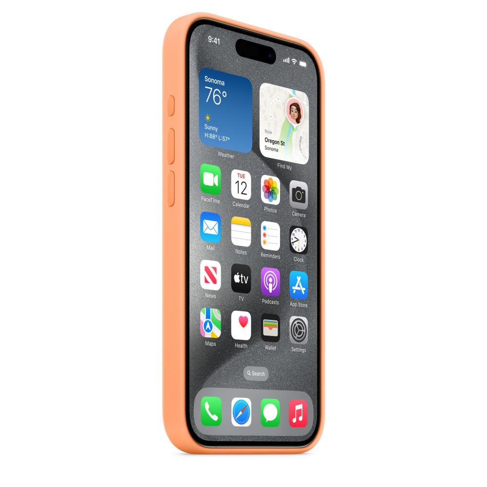 iPhone 15 Pro Max Original Silicone Case With Magsafe (IC Animation Working) - Orange Sobert