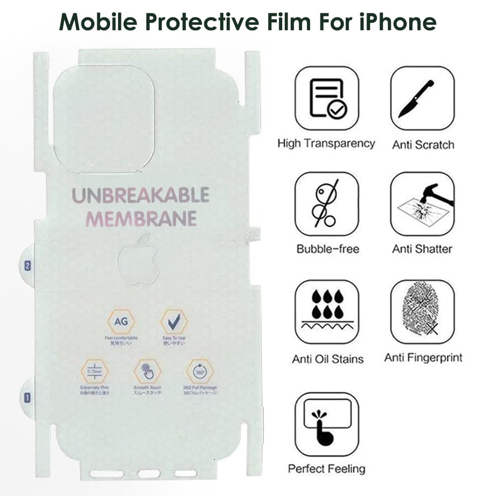 iPhone 16 Pro Max 360 Degree Protection Matte Back Screen Guard (Membrane)