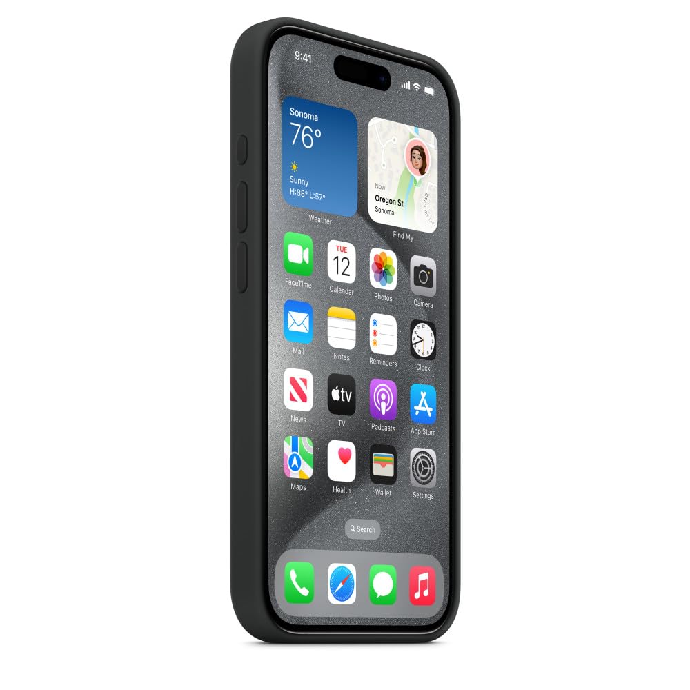 iPhone 15 Pro Original Silicone Case With Mag-safe (IC Animation Working) - Midnight Black