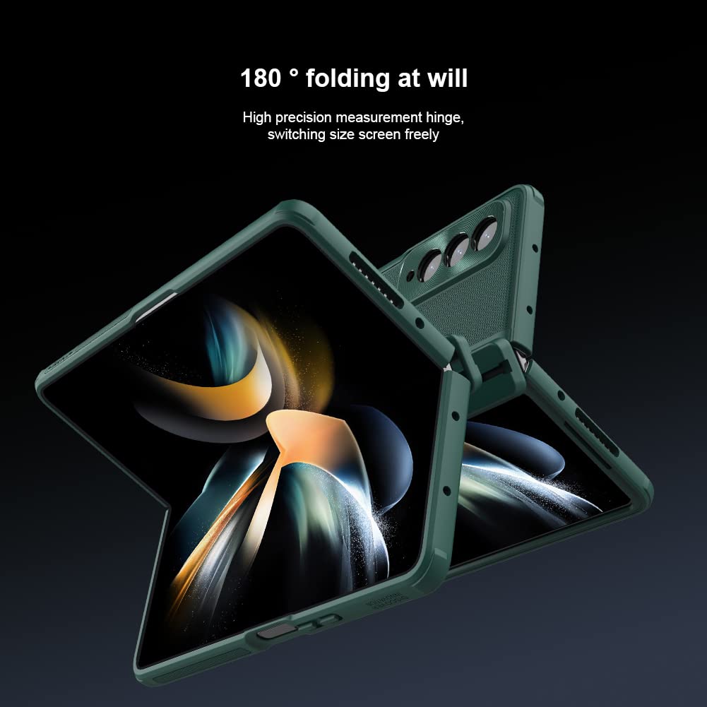 Samsung Z Fold4 Super Frosted Shield Fold 180 Folding 360 Protection Hidden Phone Holder & Detachable S Pen Slot - Green
