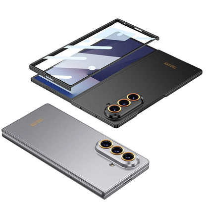 Samsung Galaxy Z Fold7 0.8mm Slim Hard Rugged Drop Proof Thin with Gold Ring Lens & Front Glass - Black