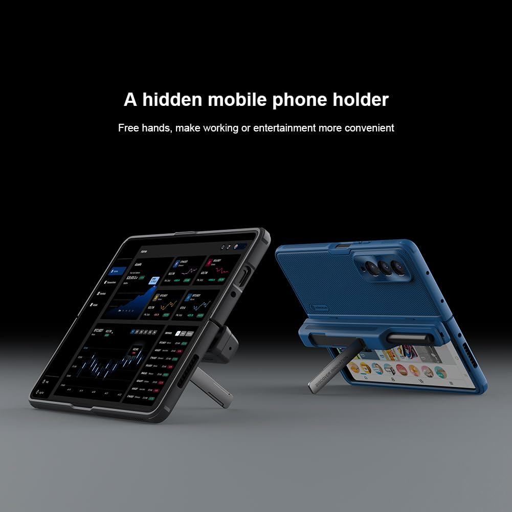Samsung Z Fold4 Super Frosted Shield Fold 180 Folding 360 Protection Hidden Phone Holder & Detachable S Pen Slot - Green