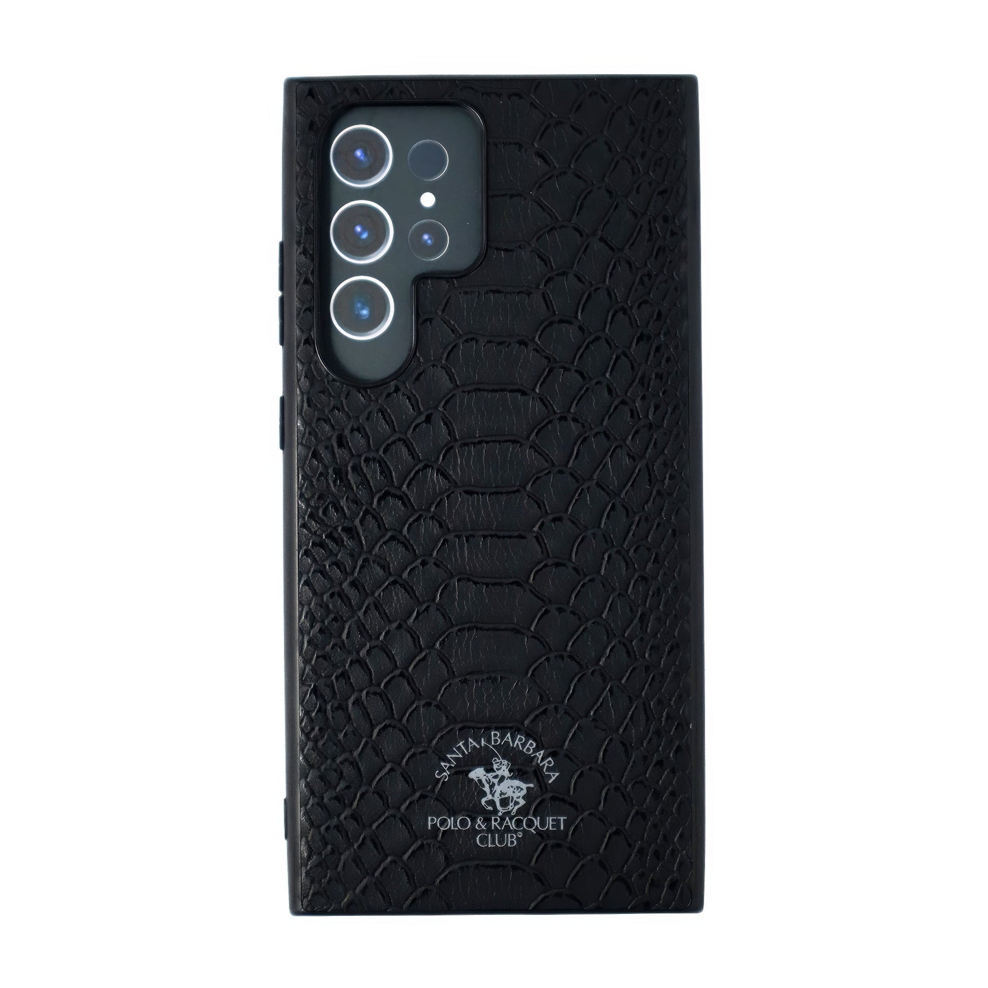 Samsung Galaxy S25 Ultra Croc Pattern Case, Santa Barbara Polo Racquet Club Knight Series Leather Case - Black